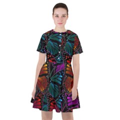 Colorful Monarch Butterfly Pattern Sailor Dress by SpinnyChairDesigns