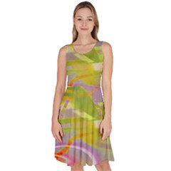 Infinity Painting Green Knee Length Skater Dress With Pockets by DinkovaArt
