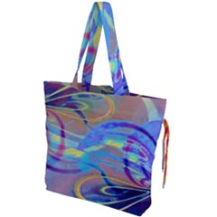 Infinity Painting Blue Drawstring Tote Bag by DinkovaArt