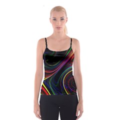 Neon Glow Lines On Black Spaghetti Strap Top by SpinnyChairDesigns