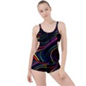 Neon Glow Lines on Black Boyleg Tankini Set  View1