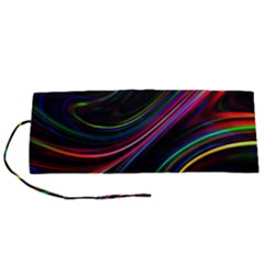 Neon Glow Lines On Black Roll Up Canvas Pencil Holder (s) by SpinnyChairDesigns