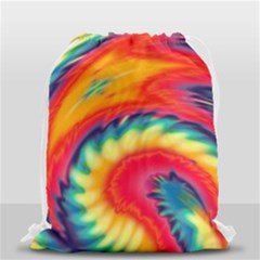 Colorful Dark Tie Dye Pattern Drawstring Bag (small) by SpinnyChairDesigns