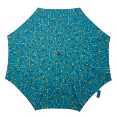 Aqua Blue Artsy Beaded Weave Pattern Hook Handle Umbrellas (medium) by SpinnyChairDesigns