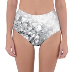 Black And White Abstract Mosaic Pattern Reversible High-waist Bikini Bottoms by SpinnyChairDesigns