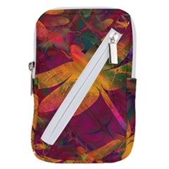 Dragonflies Abstract Colorful Pattern Belt Pouch Bag (small) by SpinnyChairDesigns