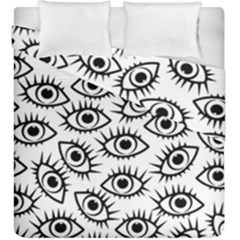 Black And White Cartoon Eyeballs Duvet Cover Double Side (king Size) by SpinnyChairDesigns