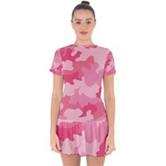 Camo Pink Drop Hem Mini Chiffon Dress by MooMoosMumma
