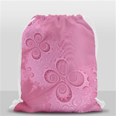 Pink Intricate Swirls Pattern Drawstring Bag (small) by SpinnyChairDesigns