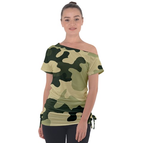 Camo Green Tie-up Tee by MooMoosMumma