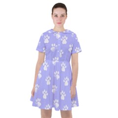 Animal Cat Dog Paw Prints Pattern Sailor Dress by SpinnyChairDesigns
