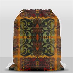 Vintage Red Gold Green Drawstring Bag (small) by SpinnyChairDesigns
