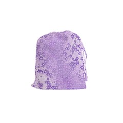 Purple Wildflowers Pattern Drawstring Pouch (small) by SpinnyChairDesigns