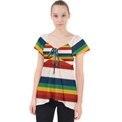Rainbow Stripes Lace Front Dolly Top by tmsartbazaar