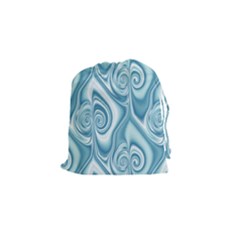 Abstract Blue White Spirals Swirls Drawstring Pouch (small) by SpinnyChairDesigns