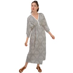 Grey Aliens Ufo Grecian Style  Maxi Dress by SpinnyChairDesigns