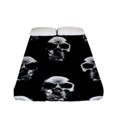 Black And White Skulls Fitted Sheet (full/ Double Size) by SpinnyChairDesigns