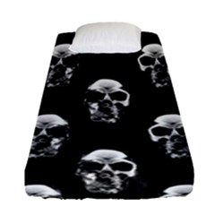 Black And White Skulls Fitted Sheet (single Size) by SpinnyChairDesigns