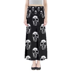 Black And White Skulls Full Length Maxi Skirt by SpinnyChairDesigns