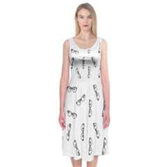 Geek Glasses With Eyes Midi Sleeveless Dress by SpinnyChairDesigns