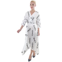 Geek Glasses With Eyes Quarter Sleeve Wrap Front Maxi Dress by SpinnyChairDesigns
