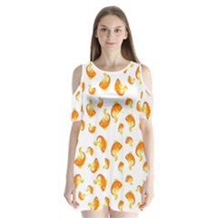 Orange Goldfish Pattern Shoulder Cutout Velvet One Piece by SpinnyChairDesigns