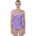 Purple Hearts Pattern Twist Front Tankini Set View1