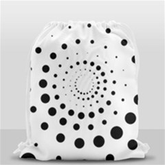 Abstract Black And White Polka Dots Drawstring Bag (small) by SpinnyChairDesigns