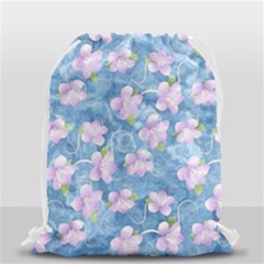 Watercolor Violets Drawstring Bag (small) by SpinnyChairDesigns