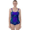 Indigo Abstract Art Twist Front Tankini Set View1
