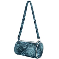 Teal Turquoise Abstract Art Mini Cylinder Bag by SpinnyChairDesigns