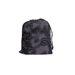 Dark Plum And Black Abstract Art Swirls Drawstring Pouch (small) by SpinnyChairDesigns