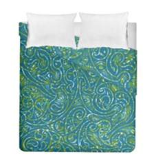 Abstract Blue Green Jungle Paisley Duvet Cover Double Side (full/ Double Size) by SpinnyChairDesigns