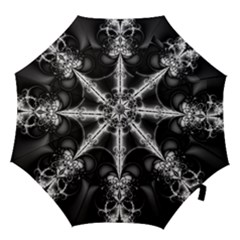 Abstract Black And White Art Hook Handle Umbrellas (medium) by SpinnyChairDesigns