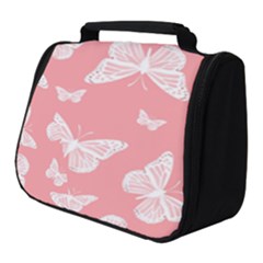 Pink And White Butterflies Full Print Travel Pouch (small) by SpinnyChairDesigns