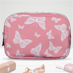 Pink And White Butterflies Make Up Pouch (small) by SpinnyChairDesigns