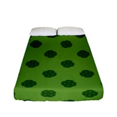 Green Four Leaf Clover Pattern Fitted Sheet (full/ Double Size) by SpinnyChairDesigns