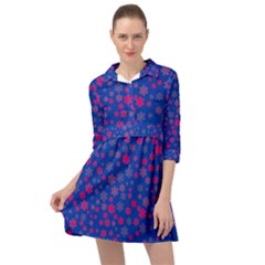 Bisexual Pride Tiny Scattered Flowers Pattern Mini Skater Shirt Dress by VernenInk