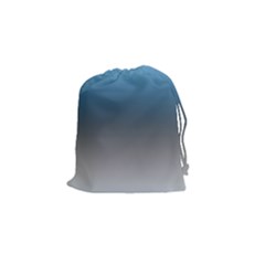 Sky Blue And Grey Color Gradient Ombre Drawstring Pouch (small) by SpinnyChairDesigns