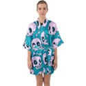 Skull Half Sleeve Satin Kimono  View1