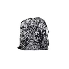 Black And White Grunge Stone Drawstring Pouch (small) by SpinnyChairDesigns