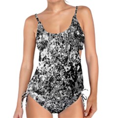 Black And White Grunge Stone Tankini Set by SpinnyChairDesigns