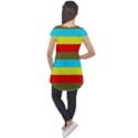 Multicolor With Black Lines Cap Sleeve High Low Top View2