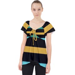 Colorful Mime Black Stripes Lace Front Dolly Top by tmsartbazaar