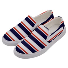 Red With Blue Stripes Men s Canvas Slip Ons by tmsartbazaar