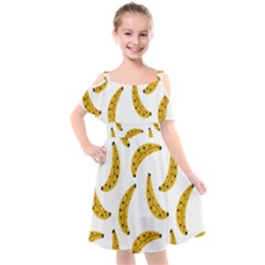 Banana Fruit Yellow Summer Kids  Cut Out Shoulders Chiffon Dress by Mariart