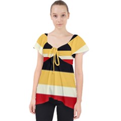 Contrast Yellow With Red Lace Front Dolly Top by tmsartbazaar