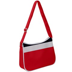 Navy Blue With Red Zip Up Shoulder Bag by tmsartbazaar