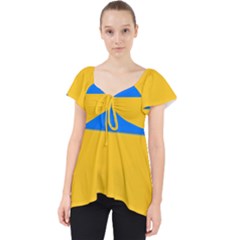 Bright Yellow With Blue Lace Front Dolly Top by tmsartbazaar
