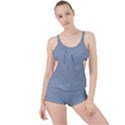 Faded Denim Blue Texture Boyleg Tankini Set  View1